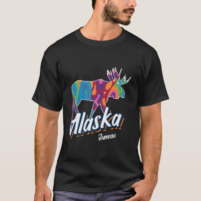 Camiseta Juneau Alaska Usa Colorful Moose Vacation (Anverso)