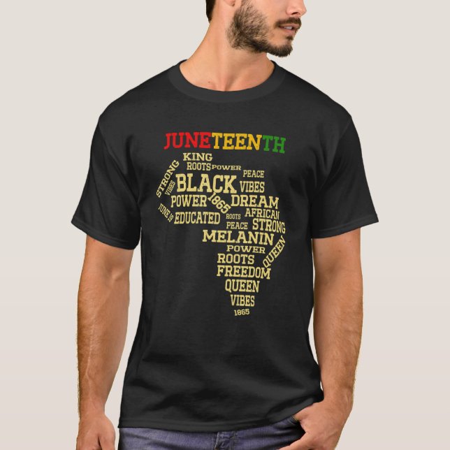 Camiseta Junenth Afro Words African American Freedom Since (Anverso)