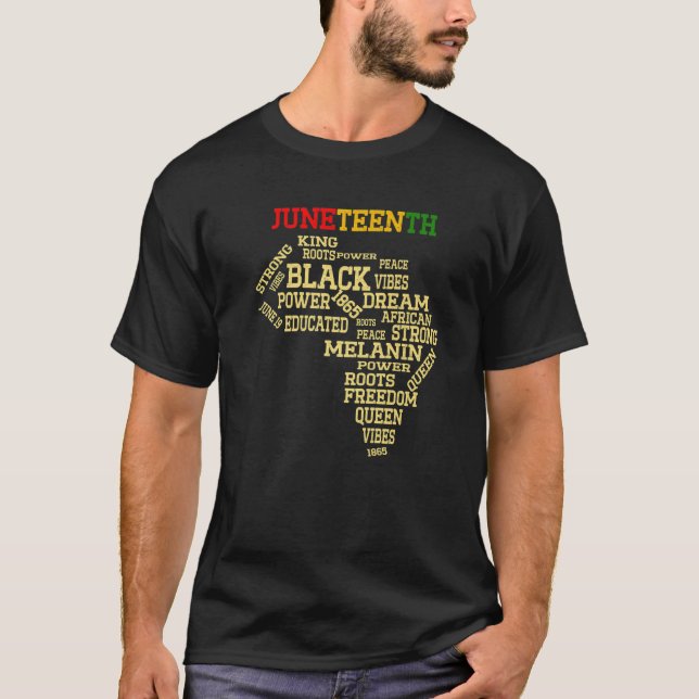 Camiseta Junenth Afro Words African American Freedom Since (Anverso)