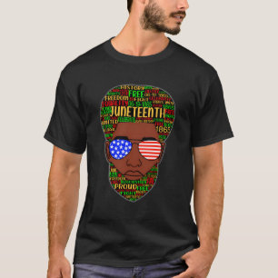 Camiseta Junenth Beard Afro Natural Hair Word Usa Sunglasse