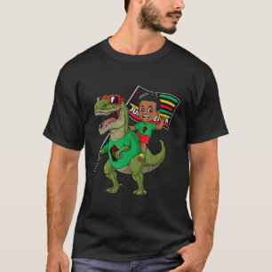 Camiseta Junenth Black King Riding T Rex Dino Flag