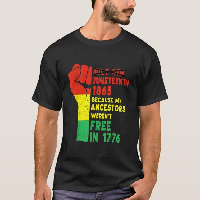 Camiseta Junenth My Ancestors Free Black African Flag Pride (Anverso)