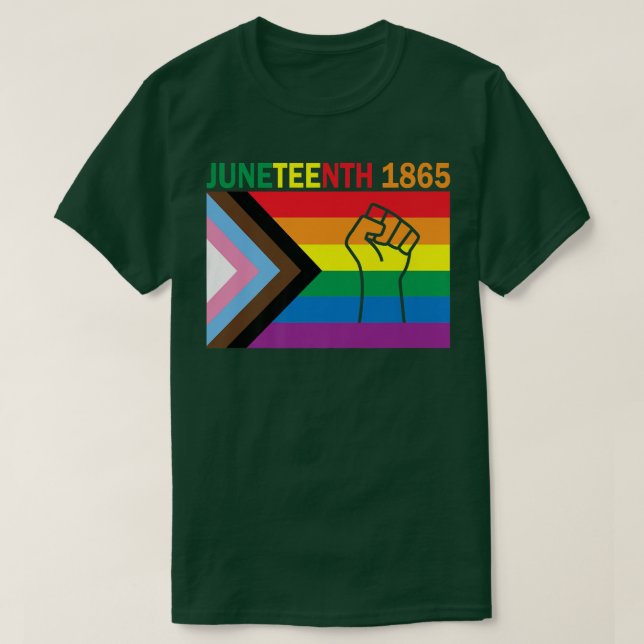 Camiseta Juneteenth 1865 Fist Rainbow Flag Gay Pride Month  (Diseño del anverso)