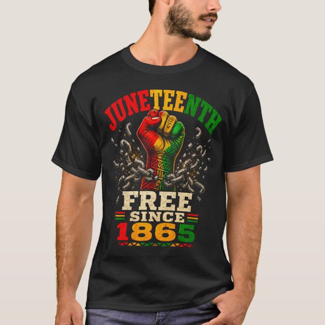 Camiseta Juneteenth Libre Desde 1865 Puño Alzado (Anverso)