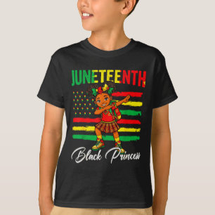 Camiseta Juneteenth niña afro haciendo dabbing princesa neg
