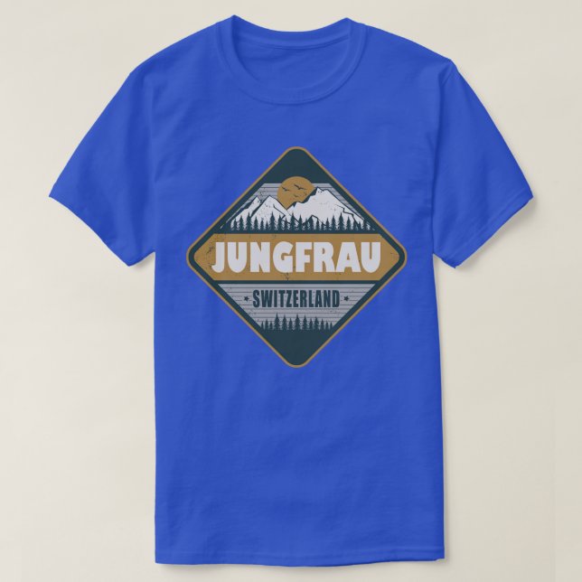 Camiseta Jungfrau Suiza Diseño de Senderismo de época (Diseño del anverso)