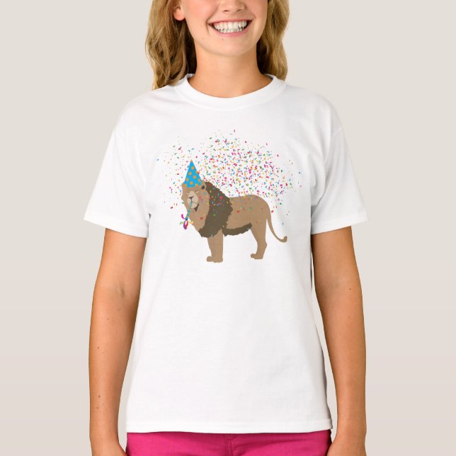 Camiseta Jungla de leones con animales de fiesta teniendo u (Anverso)