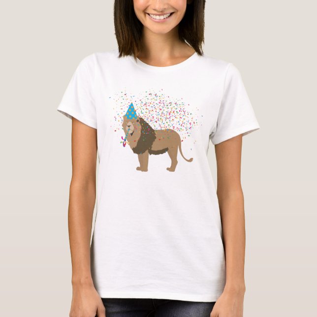 Camiseta Jungla de leones con animales de fiesta teniendo u (Anverso)