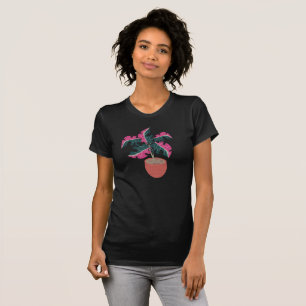 Camiseta Jungla y hojas rosadas de Monstera Tropical