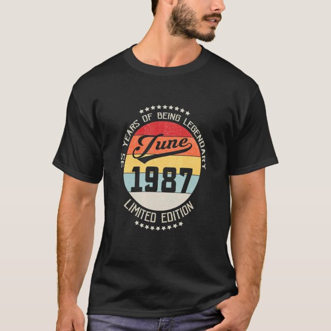 Camiseta Junio 1987 35º Cumpleaños 35 Años De Ser Legendar (Anverso)