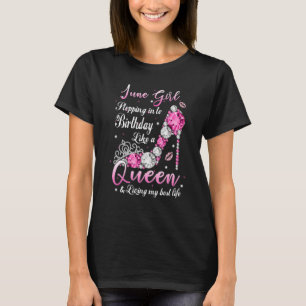 Camiseta Junio Chica Entrando A Mi Cumpleaños Como Reina