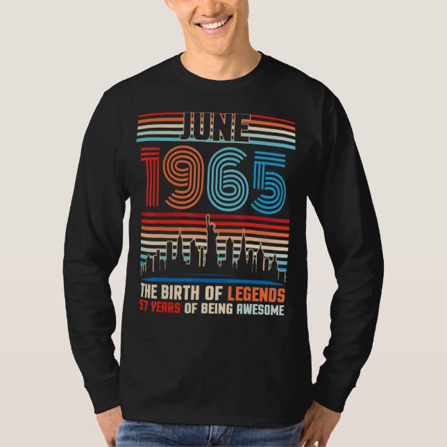 Camiseta Junio De 1965 Cumpleaños De Leyendas 57 Años De Es (Anverso)