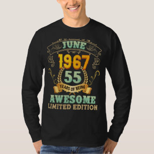 Camiseta Junio De 1967 55 Años De Asombroso Cumpleaños 55