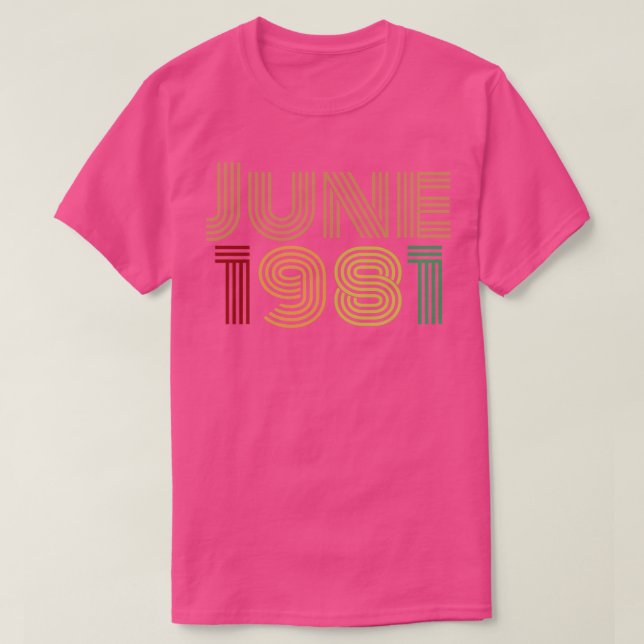 Camiseta Junio De 1981 Diseño Nacido En 1981 (Diseño del anverso)