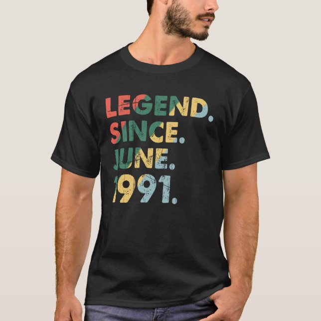 Camiseta Junio de 1991 Año legendario 1991 Leyenda retro de (Anverso)