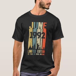 Camiseta Junio De 1992 30 Cumpleaños 30 Años De Edad 1992