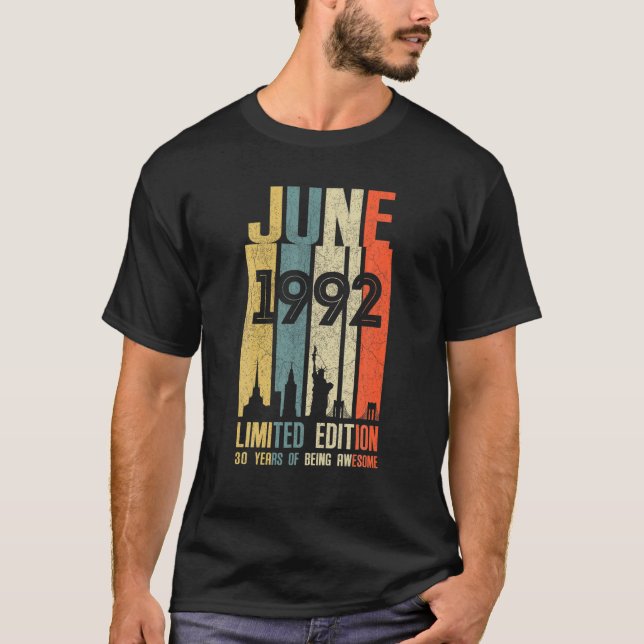 Camiseta Junio De 1992 30 Cumpleaños 30 Años De Edad 1992 C (Anverso)
