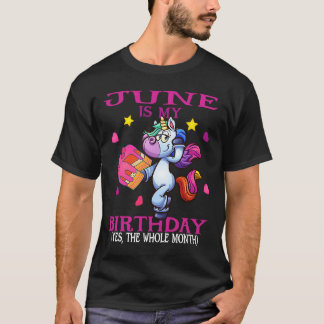 Camiseta Junio es mi cumpleaños, unicornio, mujeres Chicas 
