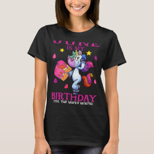 Camiseta Junio es mi cumpleaños, unicornio, mujeres Chicas