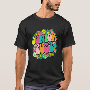 Camiseta Junior 2023 Groovy Colorful Flower Hippie Senior 2
