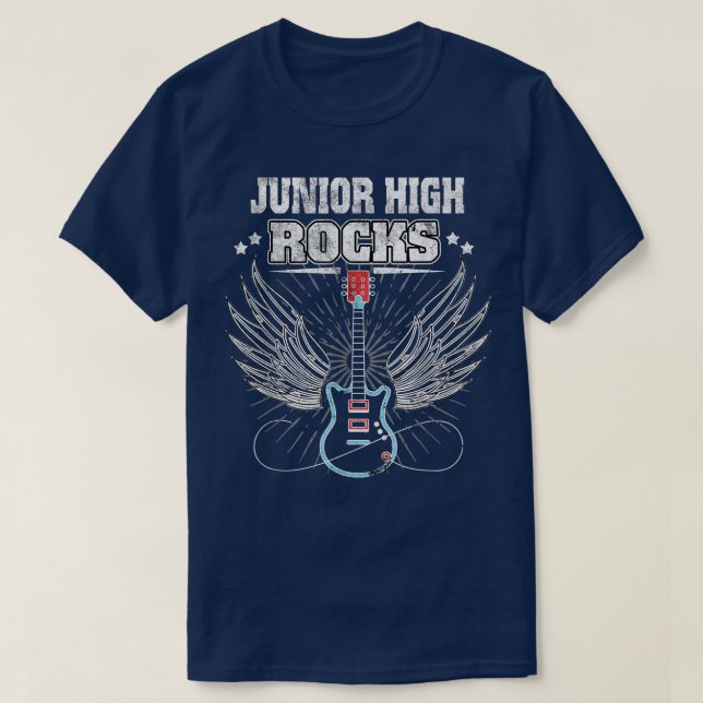 Camiseta Junior High Rocks Funny Back To School Student Gui (Diseño del anverso)