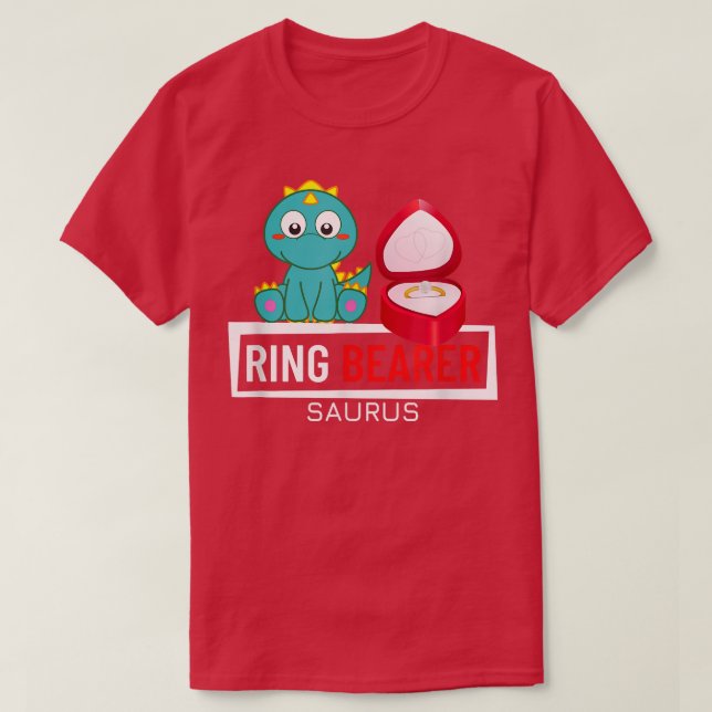 Camiseta Junior Ring Bearer Saurus Wedding Party Kids Ring  (Diseño del anverso)
