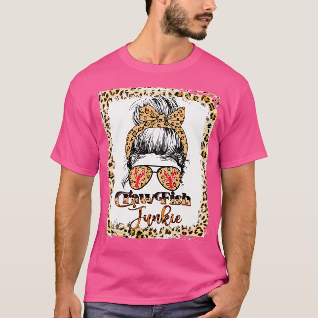 Camiseta Junkie Leopard Crawfish blanqueado Messy Bun con S (Anverso)