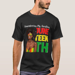 Camiseta Junonésimo negro recordando a mis antepasados afri