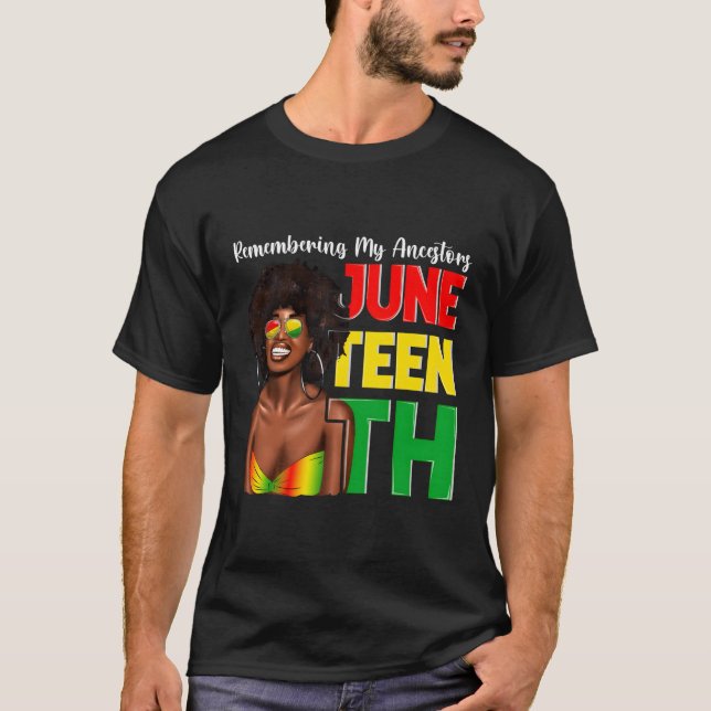 Camiseta Junonésimo negro recordando a mis antepasados afri (Anverso)
