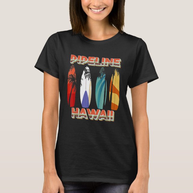 Camiseta Junta de Surf Oahu Hawaii de Retro Pipeline (Anverso)