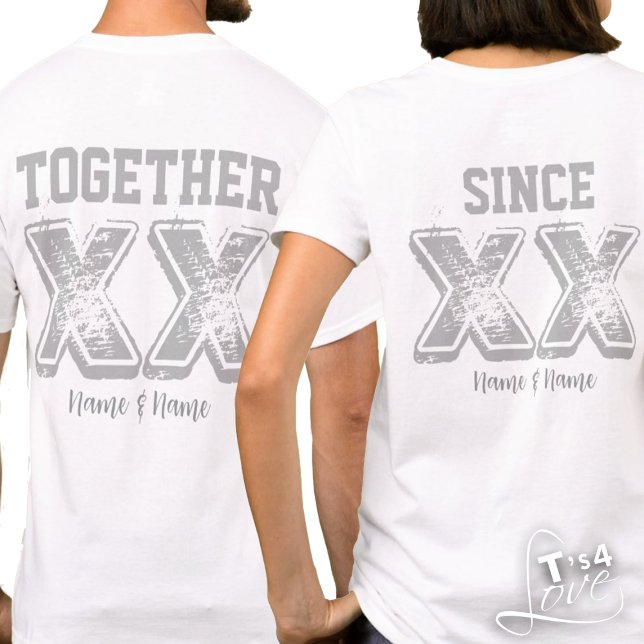 Camiseta Juntos desde [fecha] - Parejas de tipografía Perso (Together Since (Fill in the Date) Typography T-Shirts for Couples (T-shirts sold separately.))
