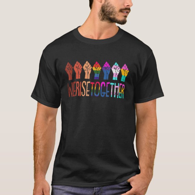 Camiseta Juntos Levantamos El Orgullo Lgbt-Q Justicia Socia (Anverso)