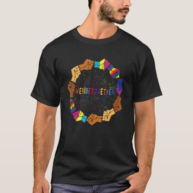 Camiseta Juntos levantamos LGBT Q Orgullo Justicia Social I (Anverso)