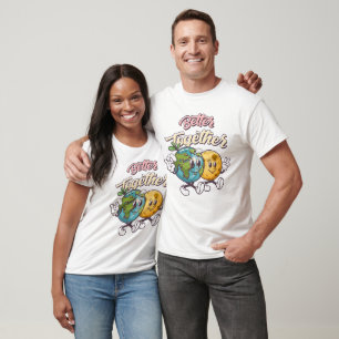 Camiseta Juntos Tierra y Luna - Gráfico retro Personalizado