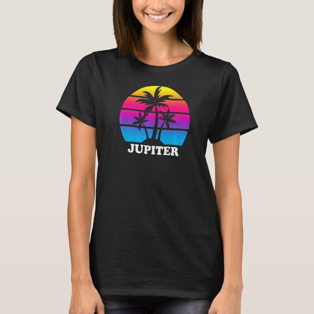 Camiseta Júpiter Florida Retro Palm Tree Sunset vacaciones  (Anverso)