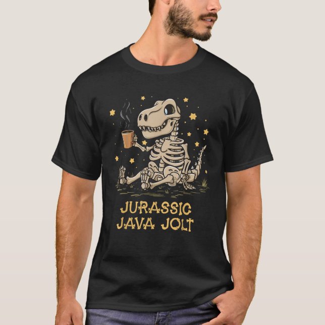 Camiseta Jurassic Java Jolt Café Lover Fun Dinosaur Skele (Anverso)