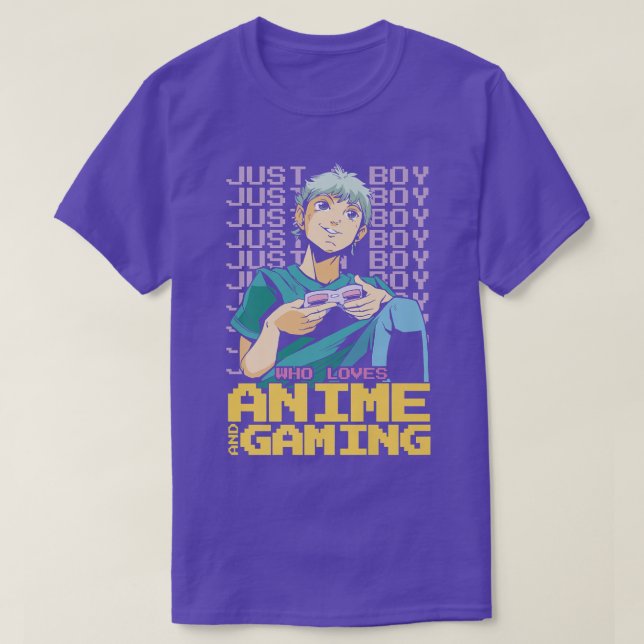 Camiseta Just A Boy Who Loves Anime And Gaming Gamer Premiu (Diseño del anverso)