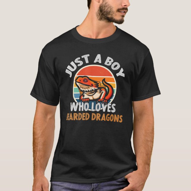 Camiseta Just A Boy Who Loves Bearded Dragon  Lizard Reptil (Anverso)