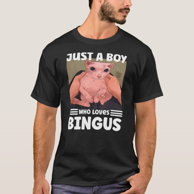 Camiseta Just A Boy Who Loves BINGUS cat (Anverso)