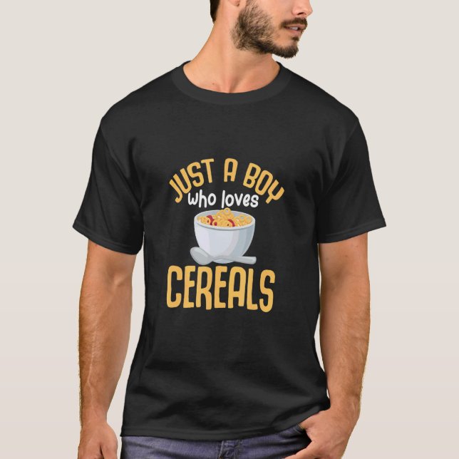 Camiseta Just A Boy Who Loves Cereals Breakfast Cereal Meal (Anverso)