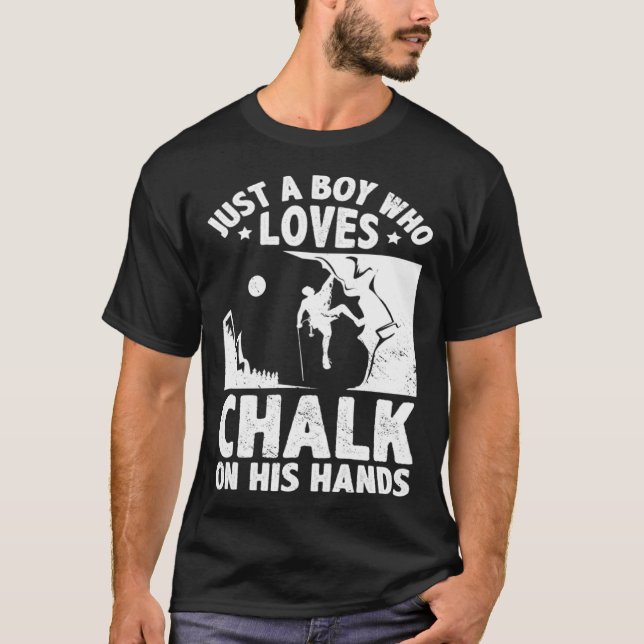 Camiseta Just A Boy Who Loves Chalks On His Hands Boulderin (Anverso)