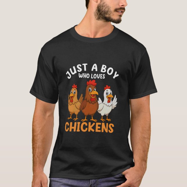Camiseta Just a Boy who Loves Chickens Kids Boys Chicken (Anverso)
