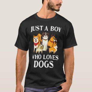 Camiseta Just A Boy Who Loves Dogs Cute Dog Owner Shiba Dog