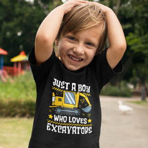 Camiseta Just a Boy Who Loves Excavators –Kids Construction