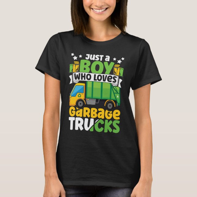 Camiseta Just A Boy Who Loves Garbage Trucks for Toddler Bo (Anverso)
