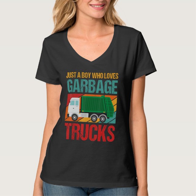 Camiseta Just A Boy Who Loves Garbage Trucks Funny Garbage  (Anverso)