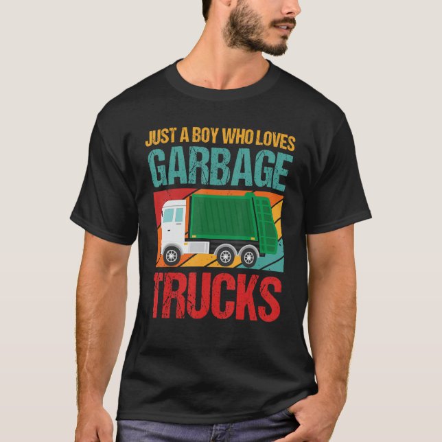 Camiseta Just A Boy Who Loves Garbage Trucks Funny Garbage  (Anverso)