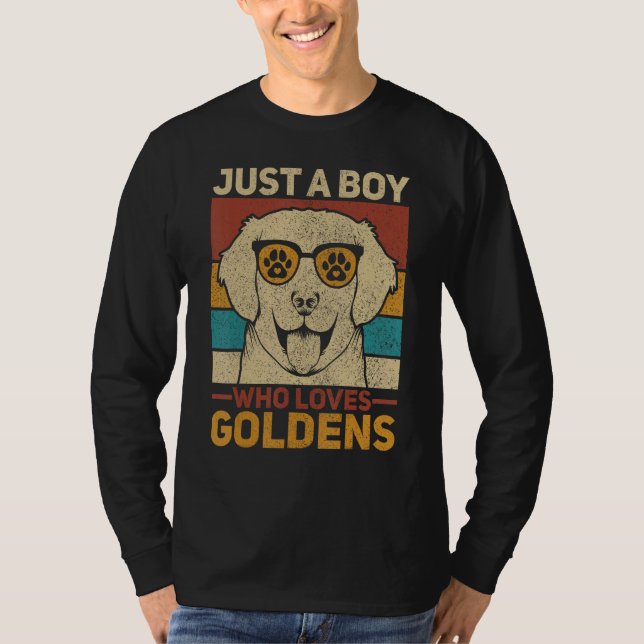 Camiseta Just A Boy Who Loves Goldens Dog  Pet Golden Retri (Anverso)