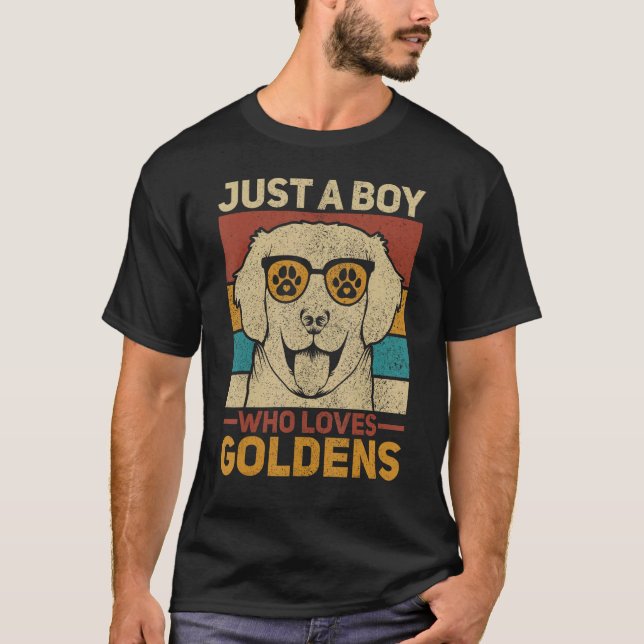 Camiseta Just A Boy Who Loves Goldens Dog  Pet Golden Retri (Anverso)