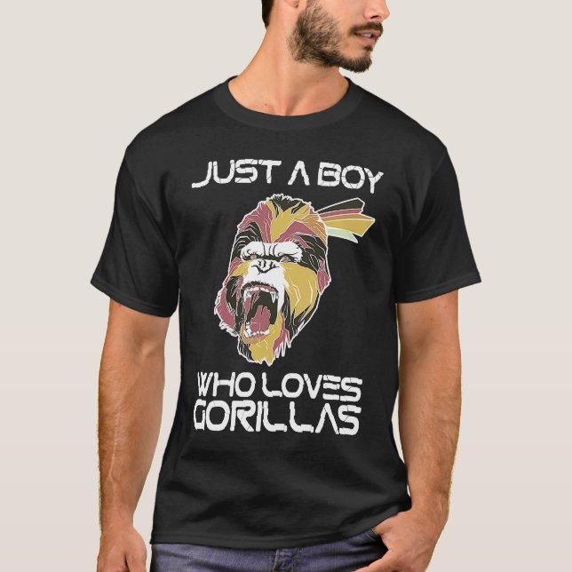 Camiseta Just A Boy Who Loves Gorillas Largest Primate Gori (Anverso)
